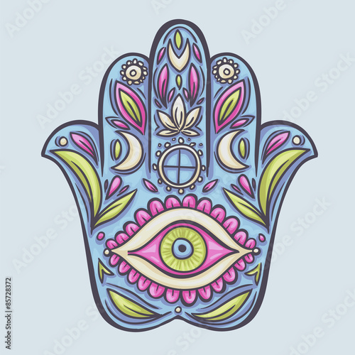Hamsa hand doodle symbol