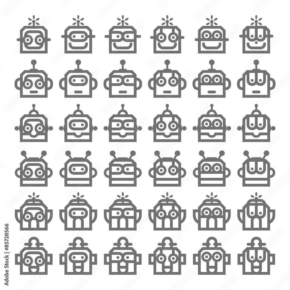 Logo Robot Head Silver Technology Icon Symbol