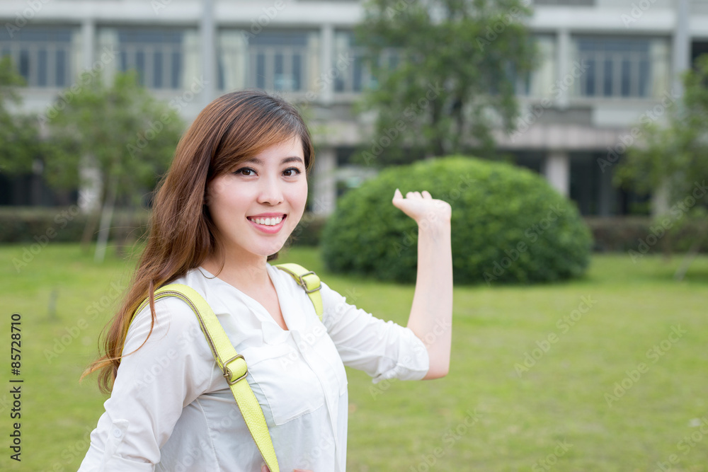Asian beautiful female student portrait in campus Asian beautiful female student portrait in campus
