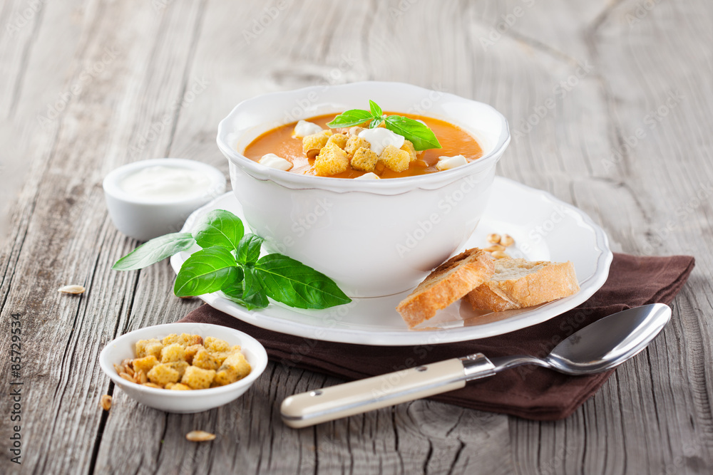 Pumpkin soup with pumpkin Seeds