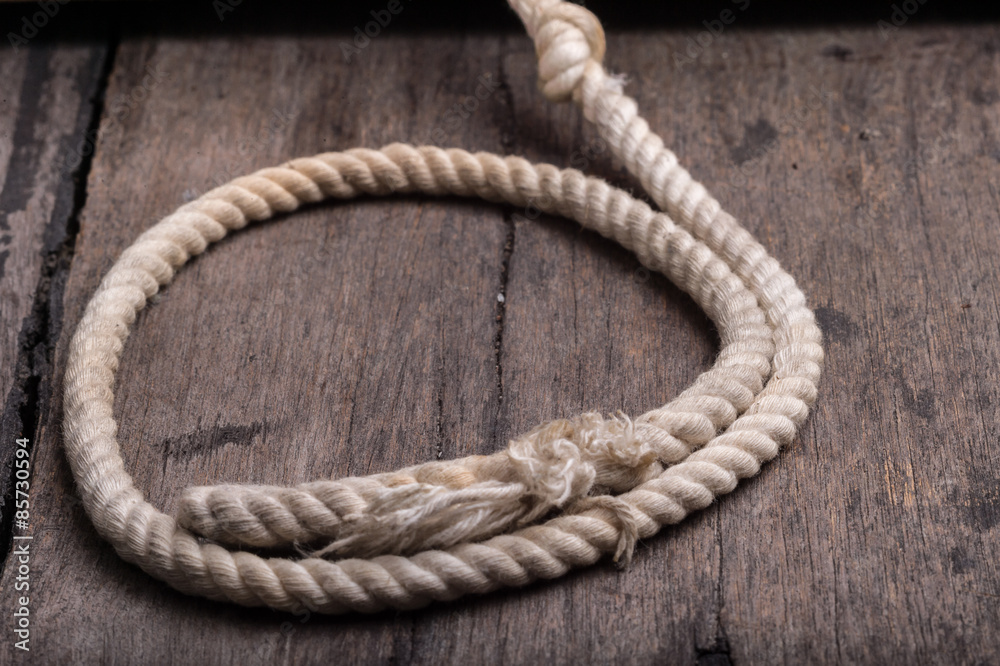 rope on a wood desk