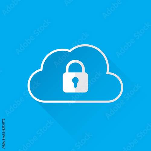 Cloud data security services concept. cloud icon with padlock. vector
