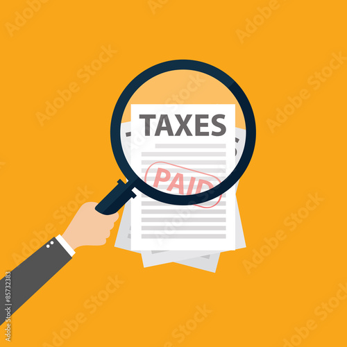 Financial officer focused on tax. Tax concept. vector