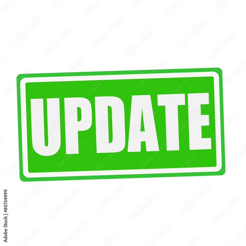 UPDATE white stamp text on green UPDATE white stamp text on green