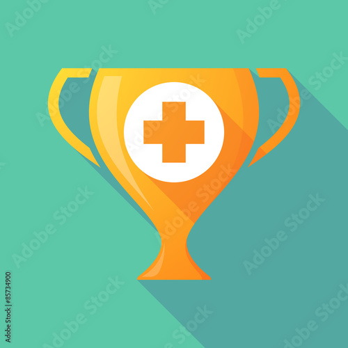 Long shadow trophy icon with a pharmacy sign