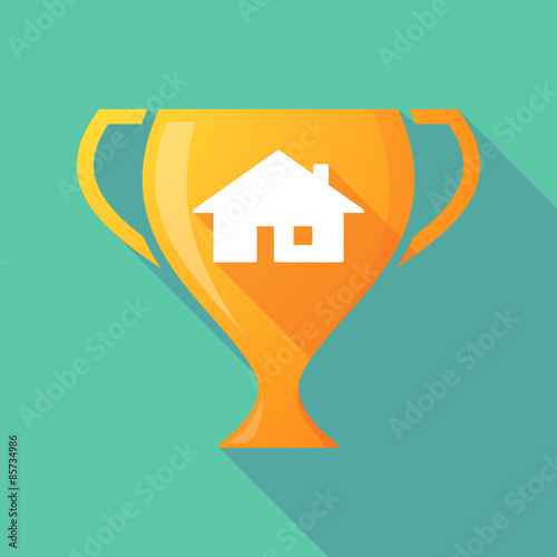 Long shadow trophy icon with a house