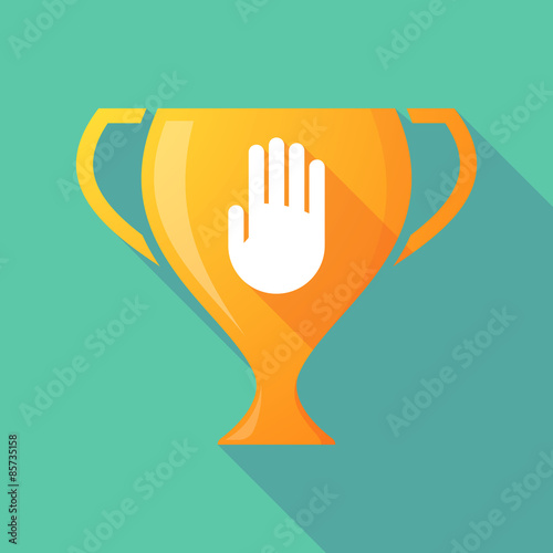 Long shadow trophy icon with a hand