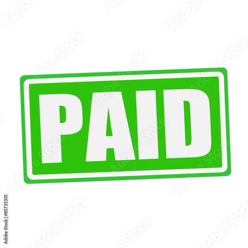 PAID white stamp text on green