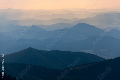 Fototapeta Naklejka Na Ścianę i Meble -  Evening colored view of blue horizons