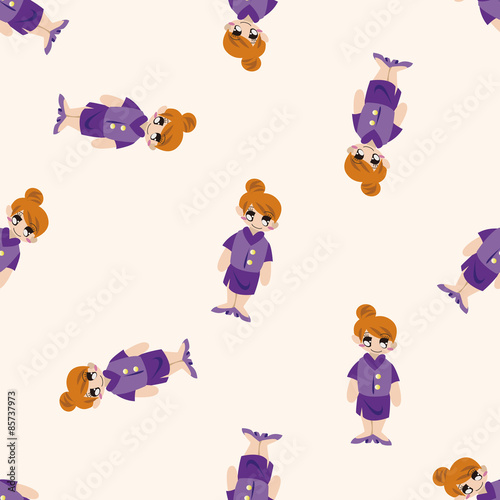 flight attendants , cartoon seamless pattern background