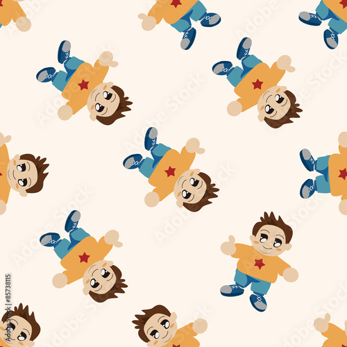 family boy character , cartoon seamless pattern background