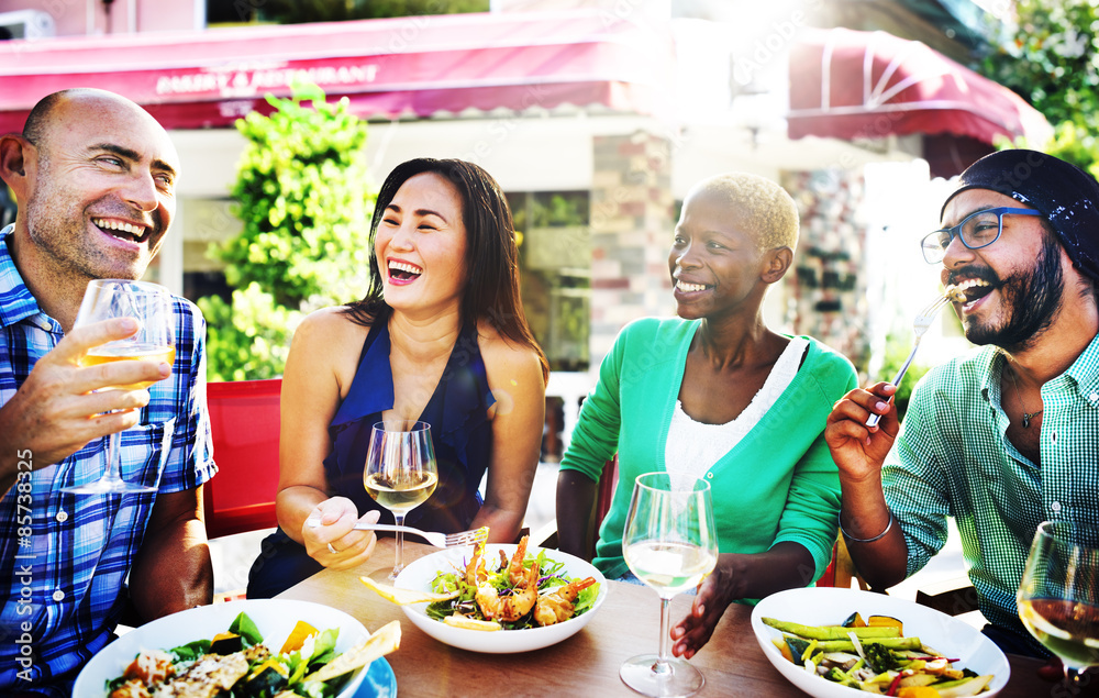 Diverse People Luncheon Outdoors Food Concept Diverse People Luncheon Outdoors Food Concept