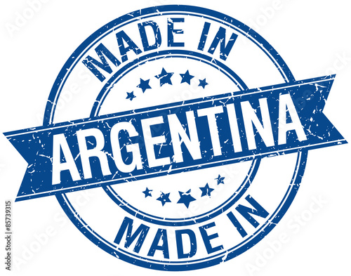 made in Argentina blue round vintage stamp