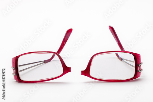broken glasses, isolated on white background