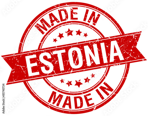 made in Estonia red round vintage stamp