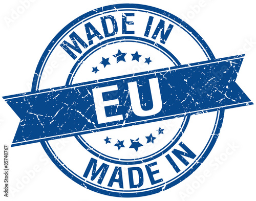 made in eu blue round vintage stamp