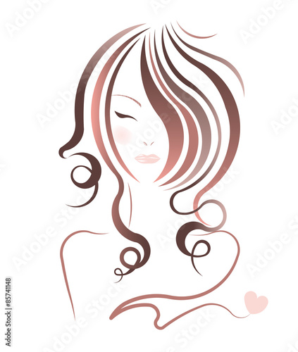 vector women hairstyles on white background