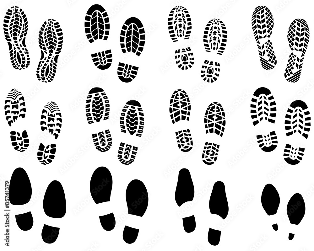 Black prints of shoes, vector Illustration Black prints of shoes, vector Illustration