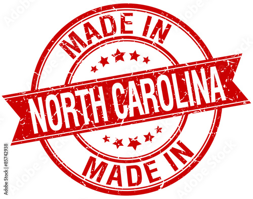 made in North Carolina red round vintage stamp