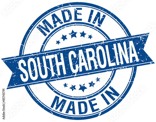 made in South Carolina blue round vintage stamp