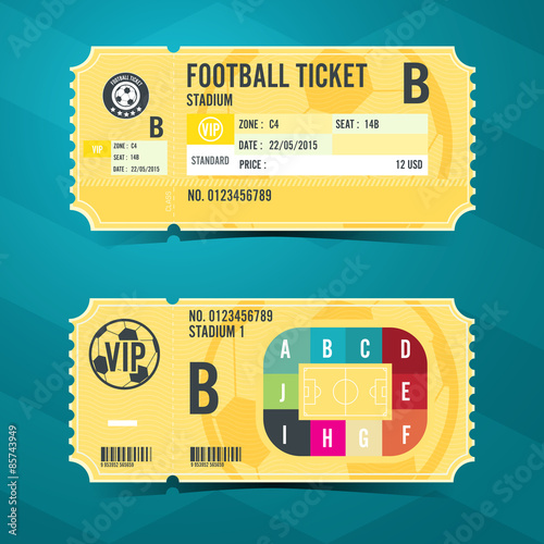 Football ticket card retro design. Vector illustration
