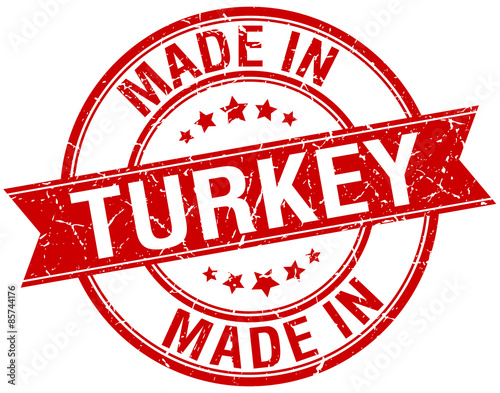 made in Turkey red round vintage stamp