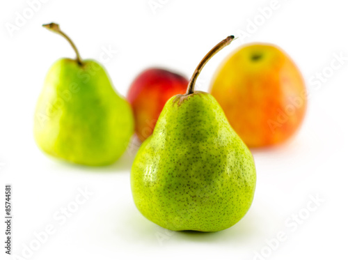Apple fruit, nectarine, pear isolated on white