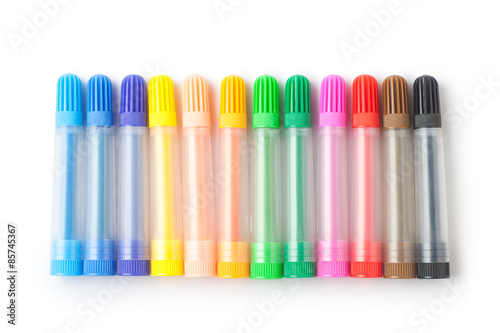 Color felt-tip pens isolated on white background