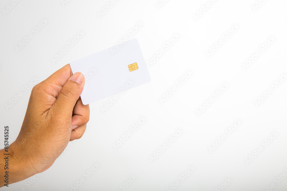 Fototapeta premium Hand hold blank credit card.