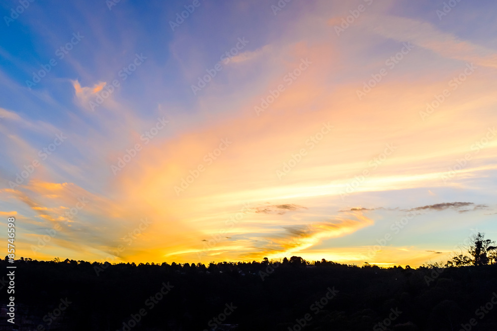 Orange Sunset Cloud with a Curve Orange Sunset Cloud with a Curve