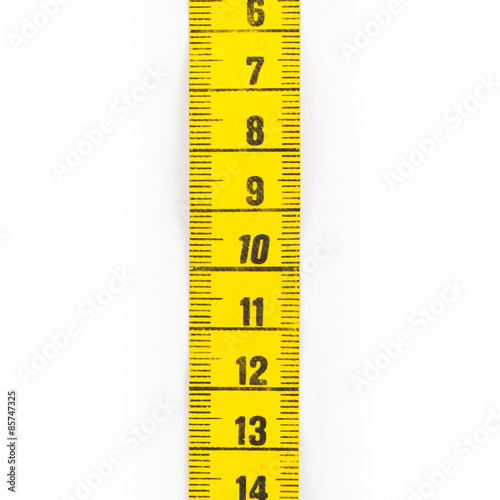 Yellow measuring tape isolated