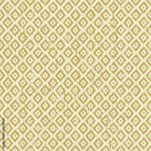 Seamless vintage worn out yellow diamond check geometry pattern background.