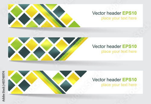 Vector header or banner with square pattern, design for your website presentation.