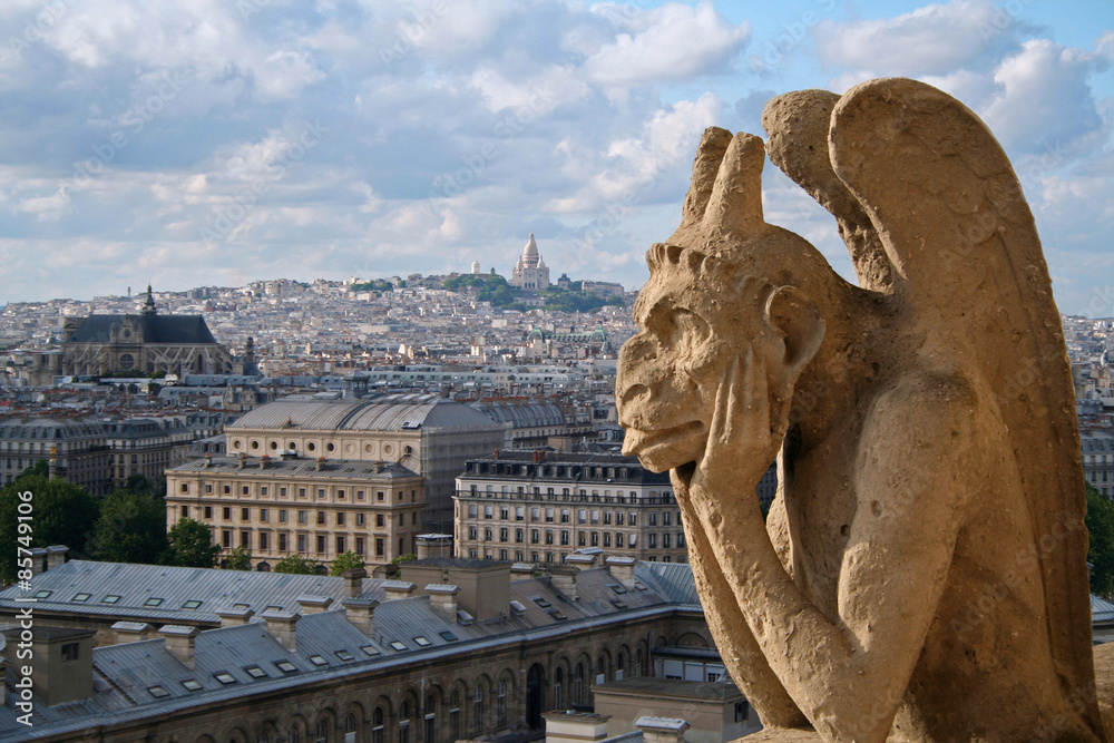 Gargoyle on Notre Dame Catheral in Paris