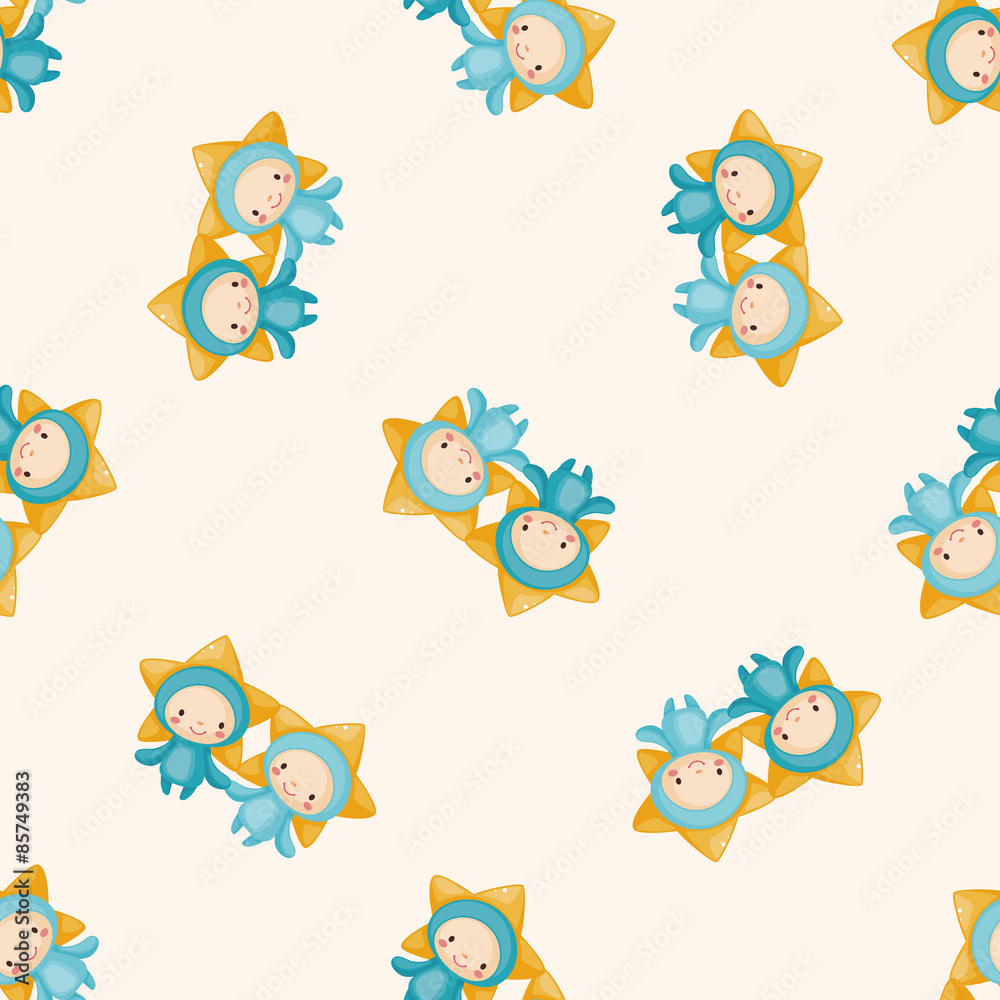 Obraz premium Constellation Gemini , cartoon seamless pattern background