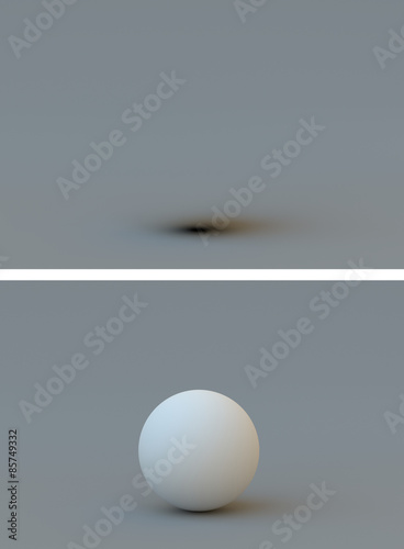 Drop shadow on an empty grey background. The bottom panel shows the object that cast the shadow for reference.