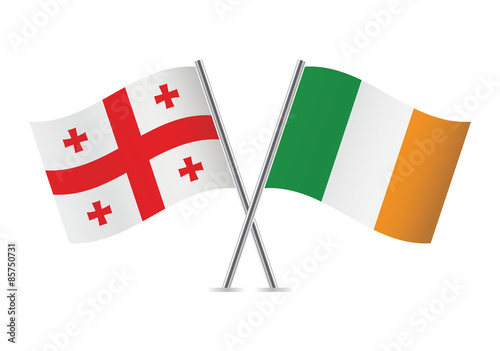 Georgia and Ireland flags. Vector illustration.