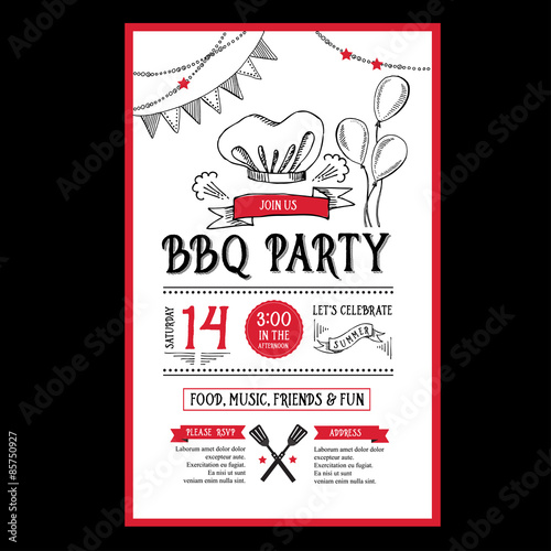Invitation bbq party flyer.Typography and design.