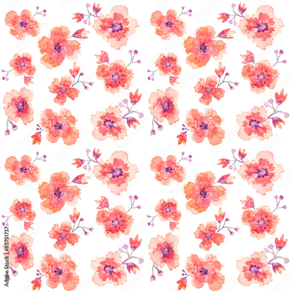 Obraz premium Seamless floral elements watercolor pattern