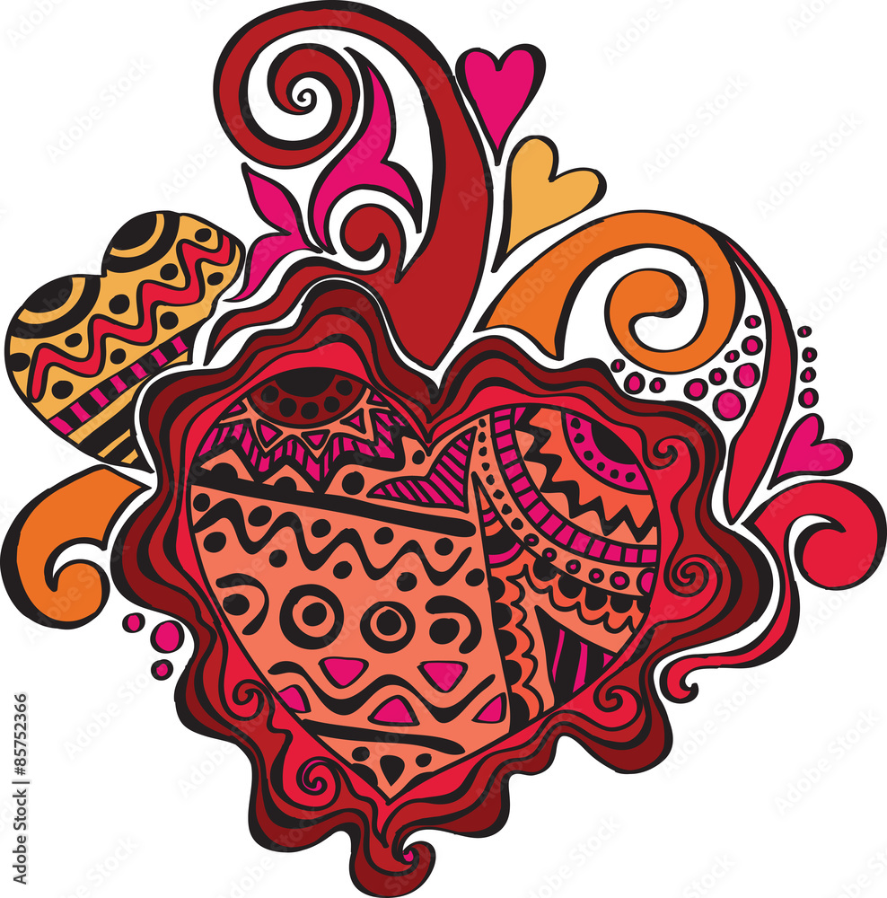 Red heart with patterns Red heart with patterns