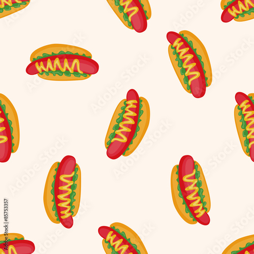 Fried foods theme hot dog , cartoon seamless pattern background