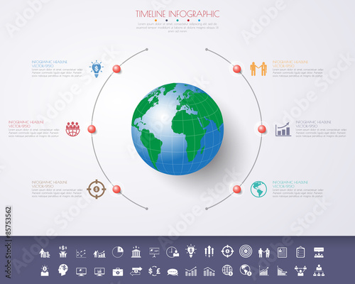 Abstract 3D digital illustration Infographic with world map.Can