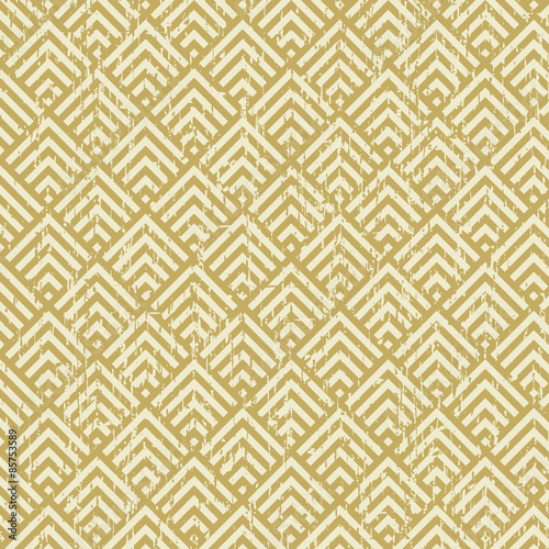 Seamless vintage worn out yellow square check geometry pattern background.