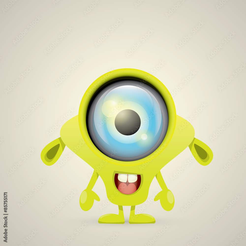 Green Cartoon cute monster Green Cartoon cute monster
