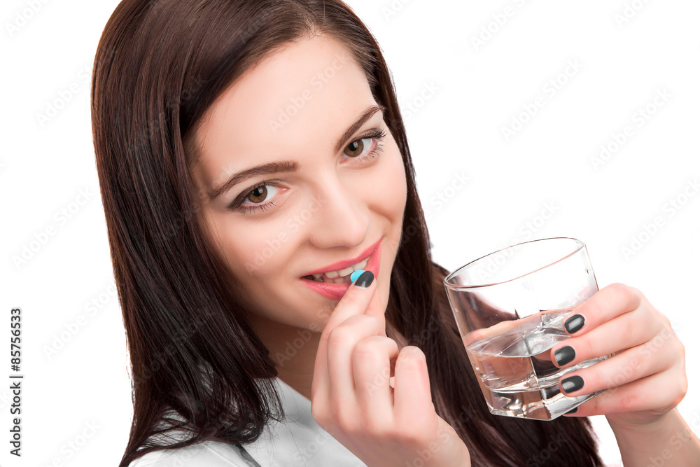 woman take pill woman take pill