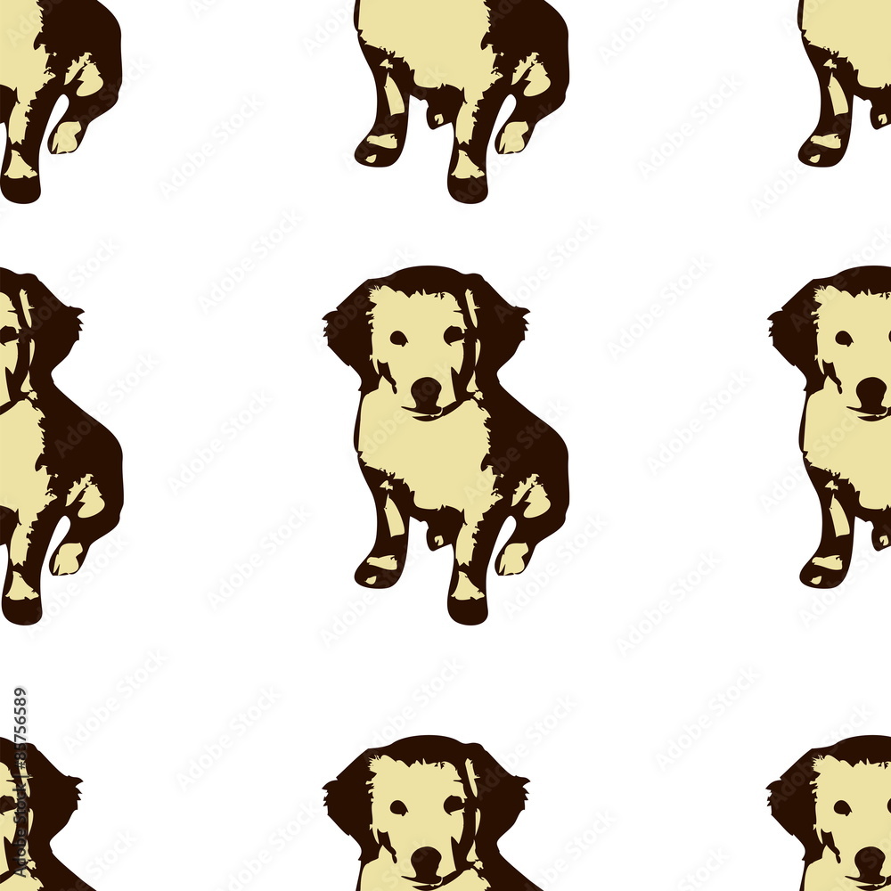 Fototapeta premium Dog puppie Golden retriever seamless pattern