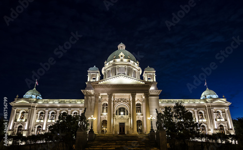 National Assembly of Serbia in Belgrade at night