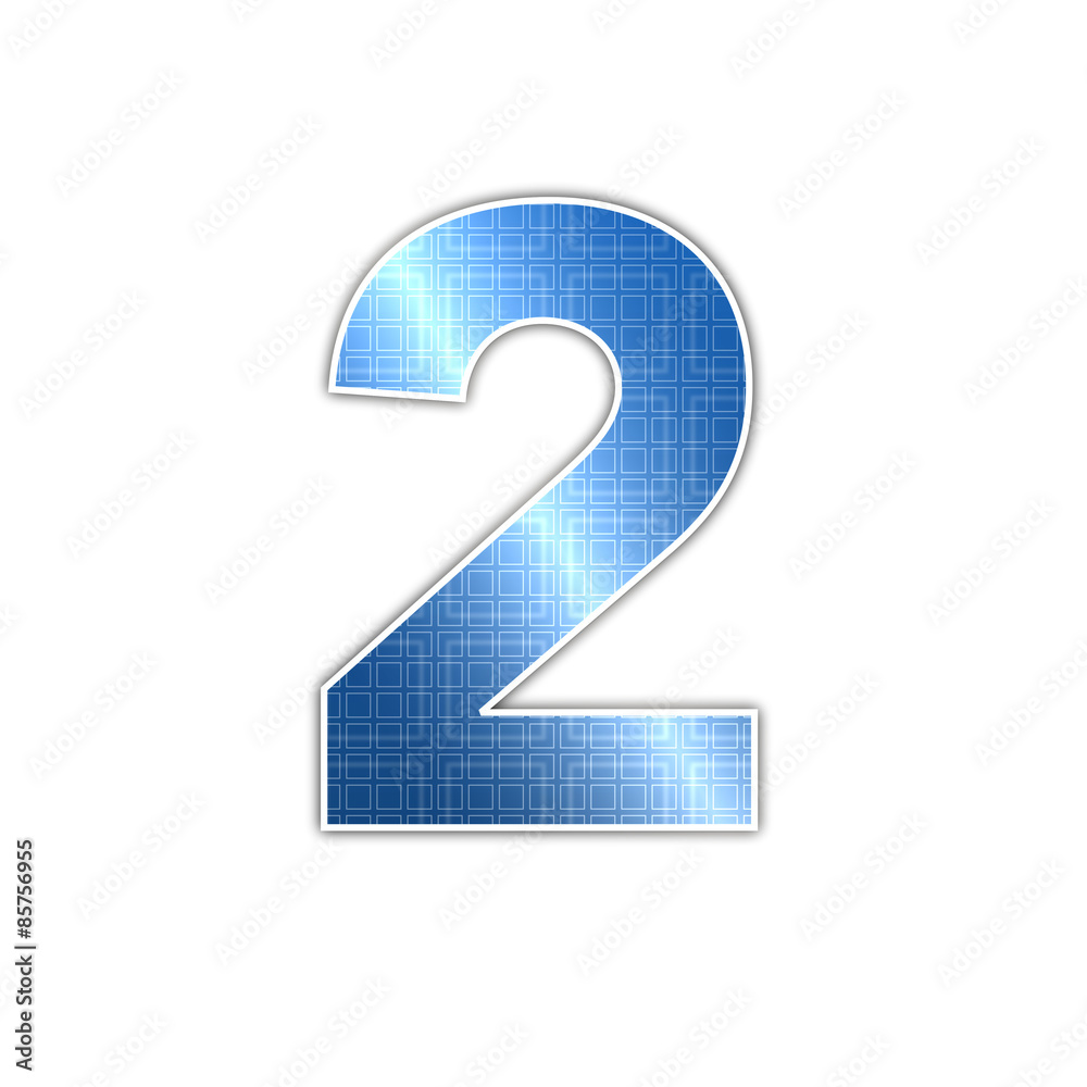 Glossy number 2 white background pattern Glossy number 2 white background pattern