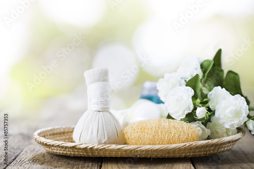 spa theme object on wood background