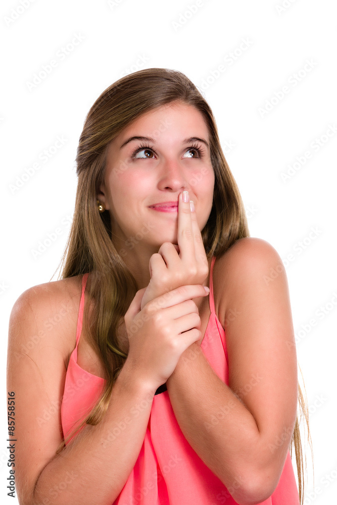 Hispanic cute young woman with surprise expression. Hispanic cute young woman with surprise expression.